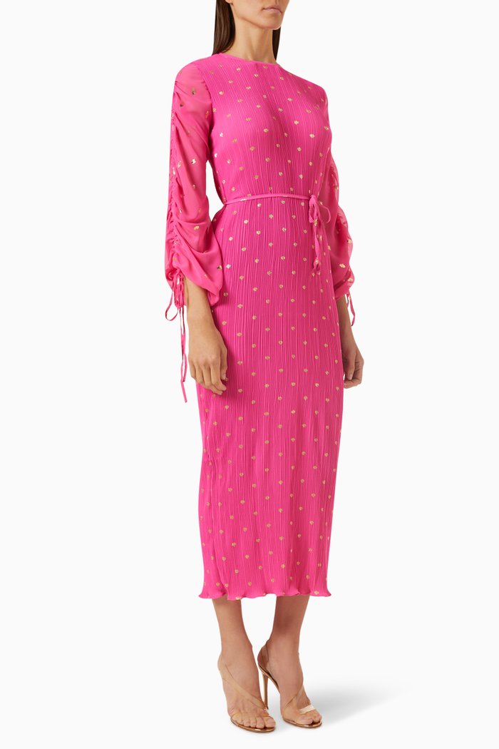 

Bon Plisse Midi Dress, Pink