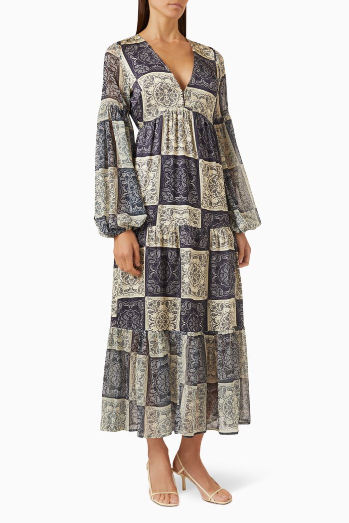 Astrid Bandana-print Maxi Dress in Viscose, Multicolour