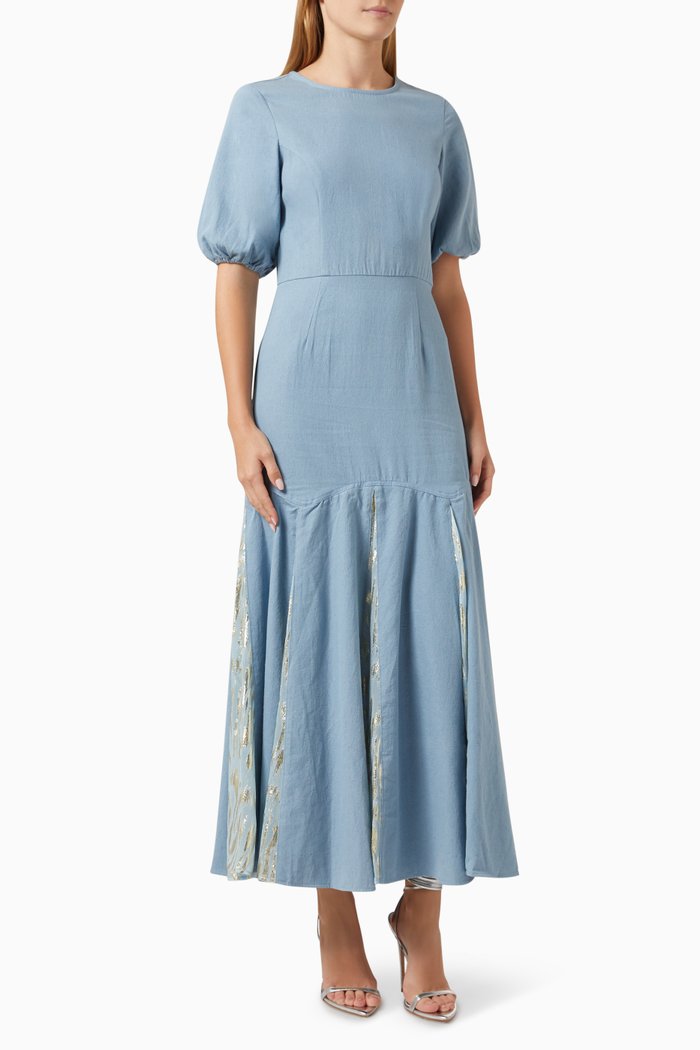 

Jacquard Monty Dress in Denim, Blue