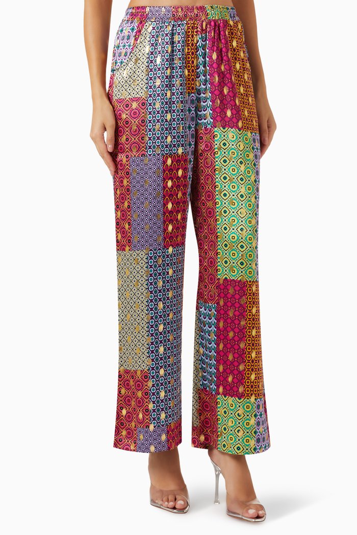 

Patchwork Elissa Pants in Satin, Multicolour