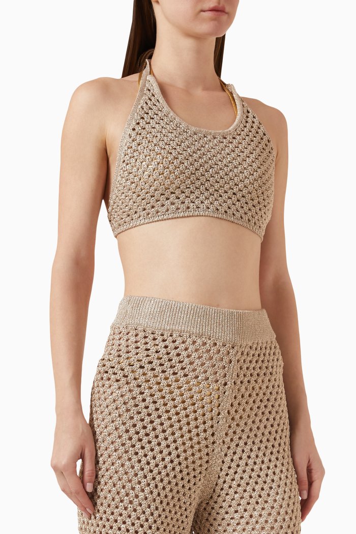 

The Muccia Top in Crochet Knit, Gold
