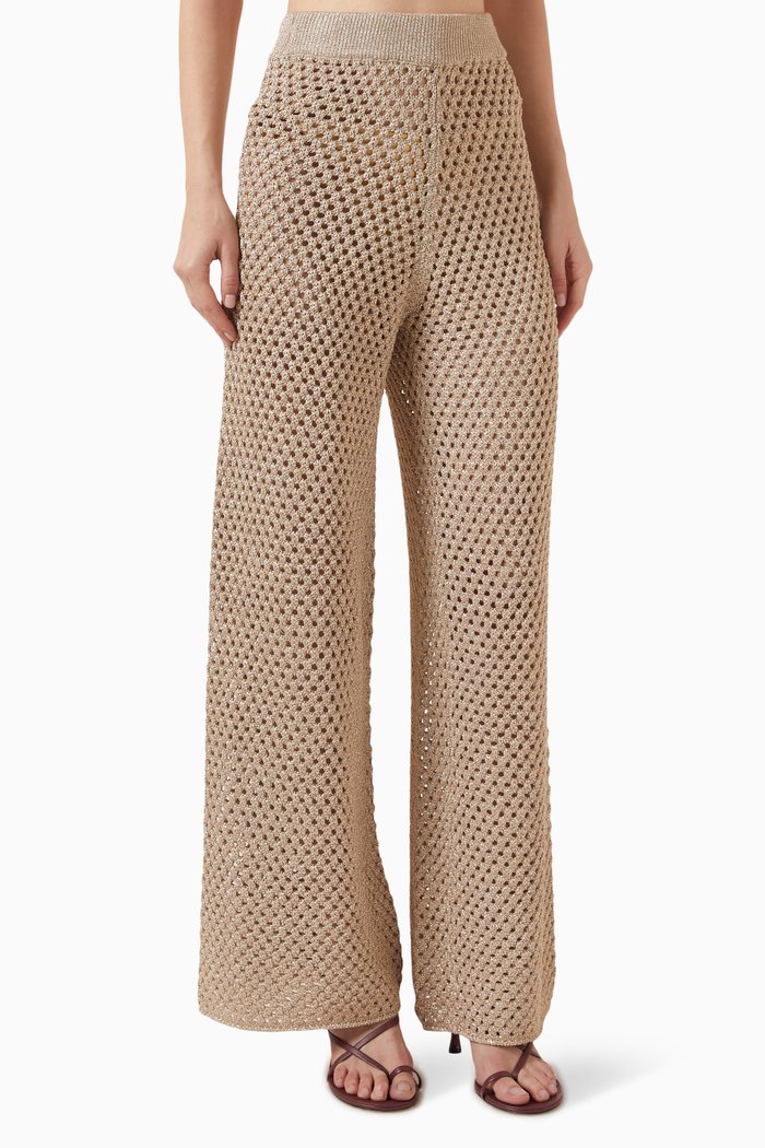 The Gretchen Pants in Crochet Knit, Gold