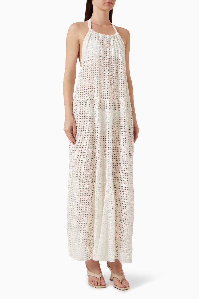 

The Kai Maxi Dress in Cotton Eyelet, Brown