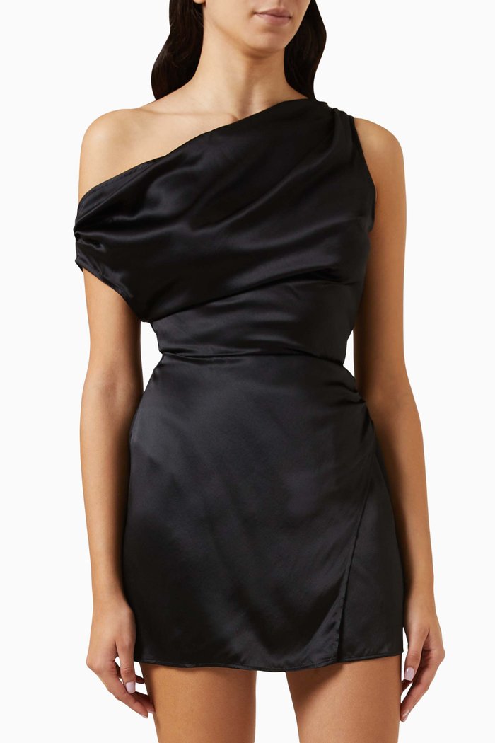 

Alanis Mini Dress in Silk-charmeuse, Black