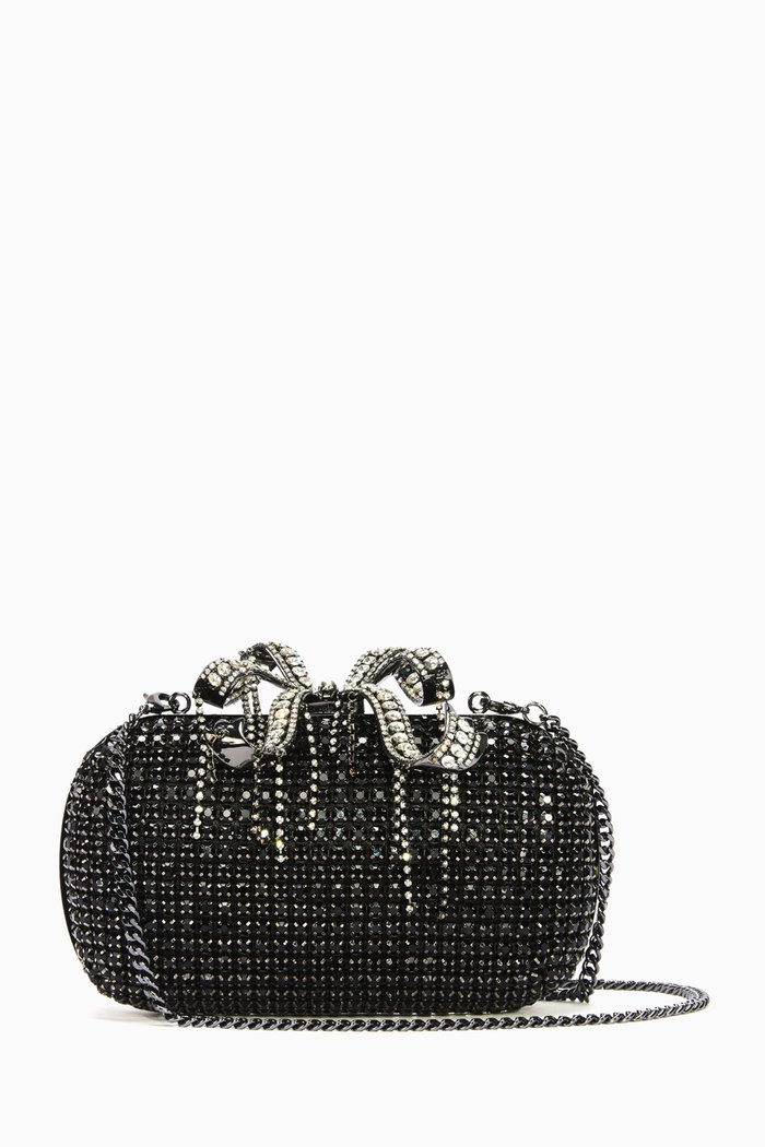 

Clutch Bag in Crystal-embellished Chainmail, Black