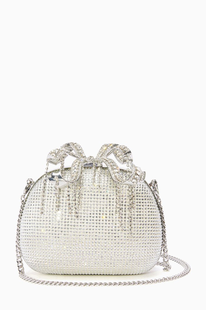 

Clutch Bag in Rhinestone Mesh, Silver