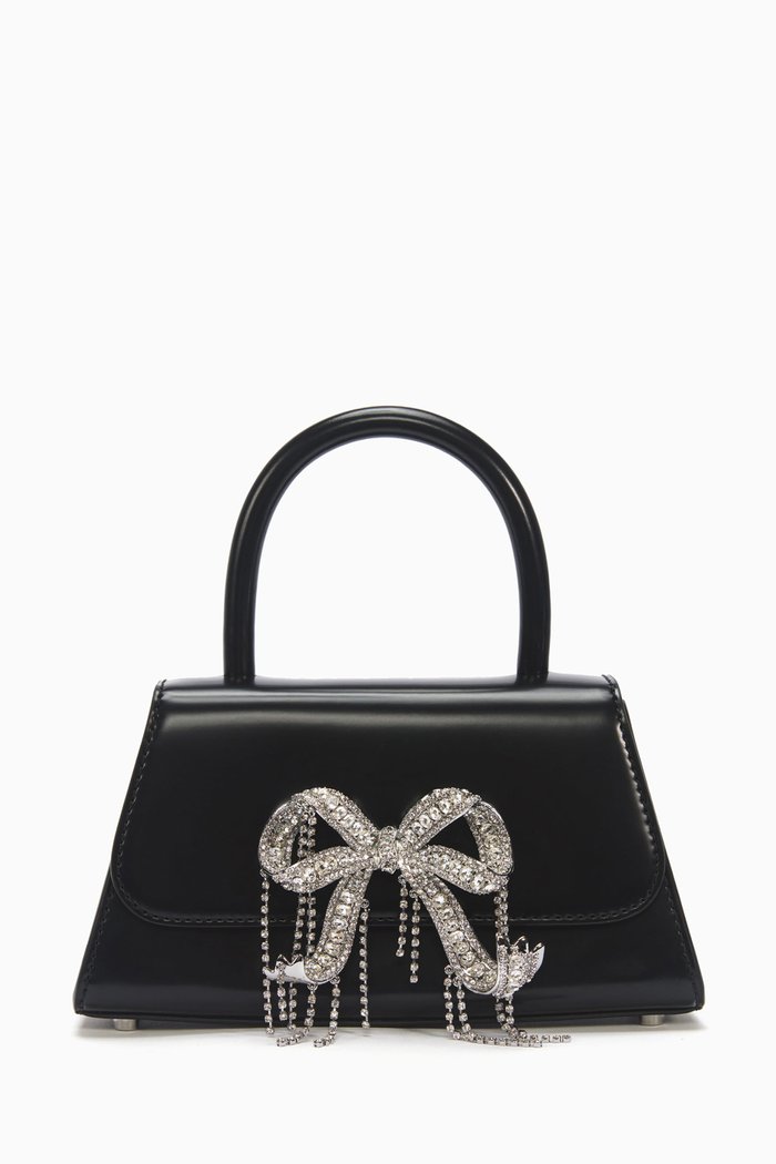

Mini Bow Bag in Glossy Leather, Black
