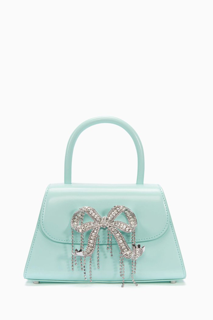 

Mini Bow Bag in Glossy Leather, Blue