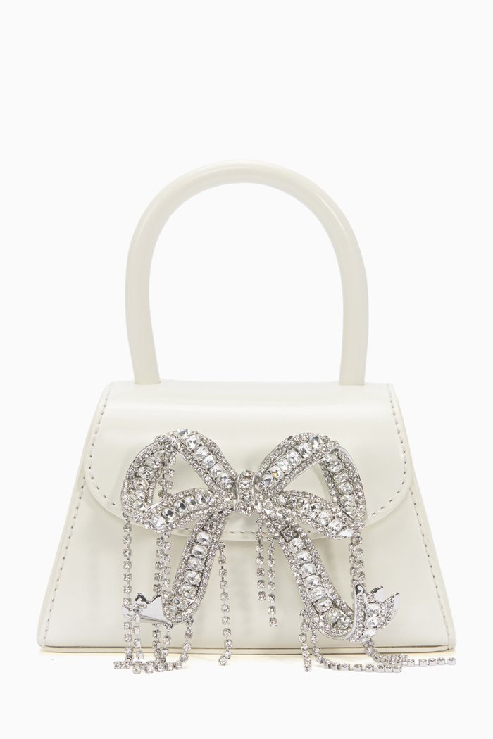 

Micro Bow Bag in Leather, White