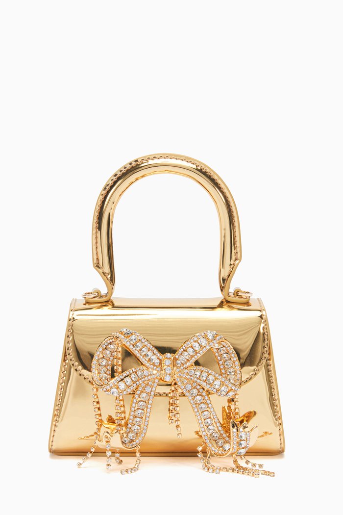 

Micro Bow Bag in Leather, Gold