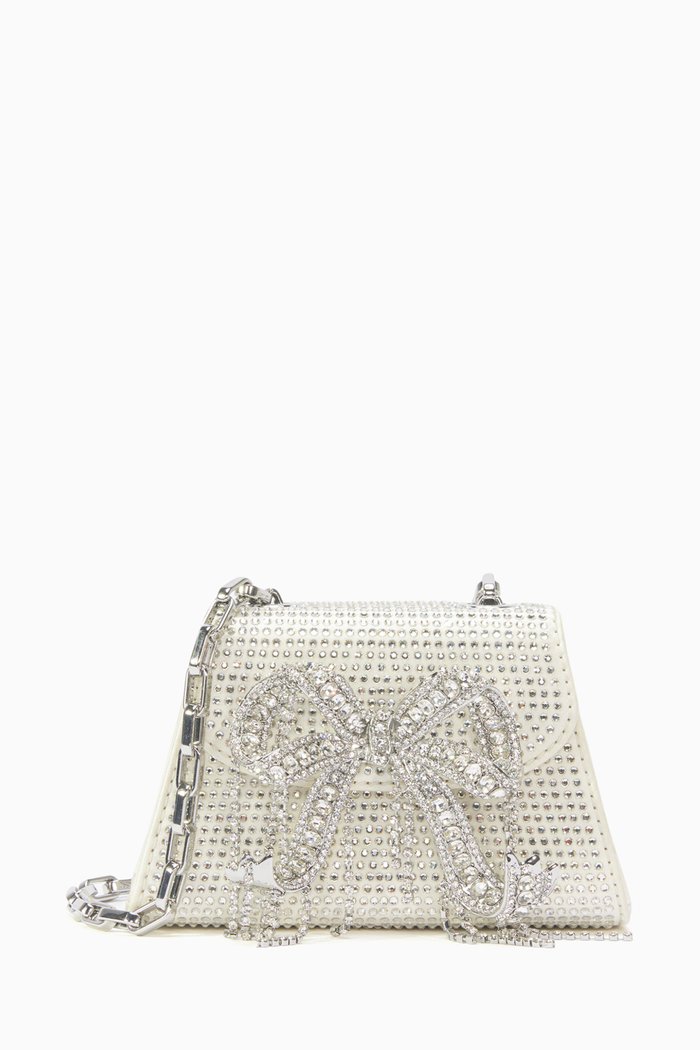 

Micro Bow Bag in Hotfix Rhinestone, White