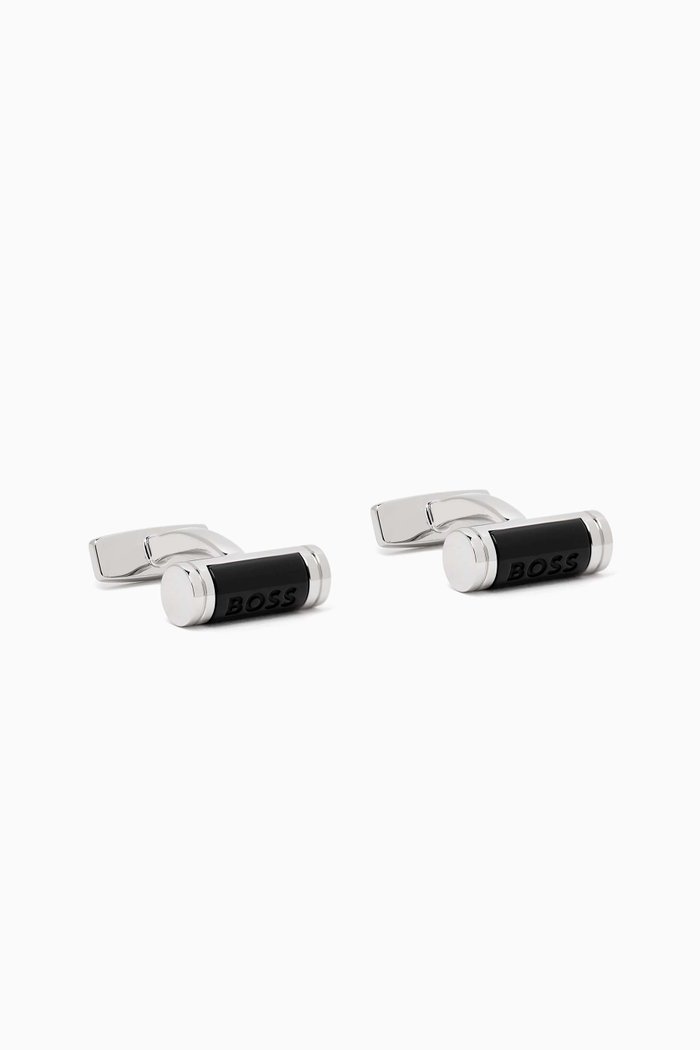 

Cylindrical Cufflinks in Brass, Black