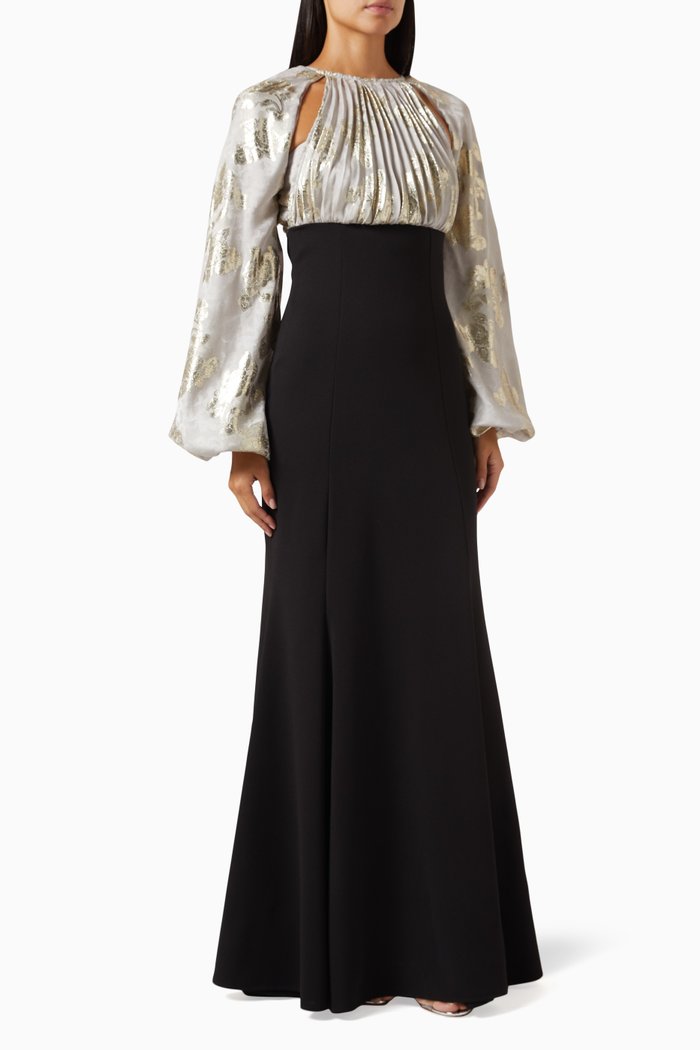 

Godet-pleated Maxi Dress, Silver