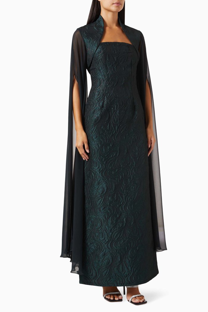 

Cape-style Maxi Dress, Green