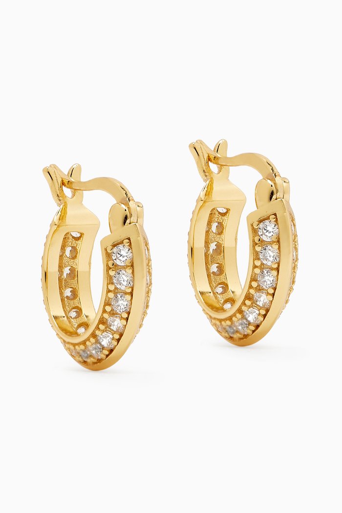 

Bevel Pavé Huggies in Gold-plated Brass