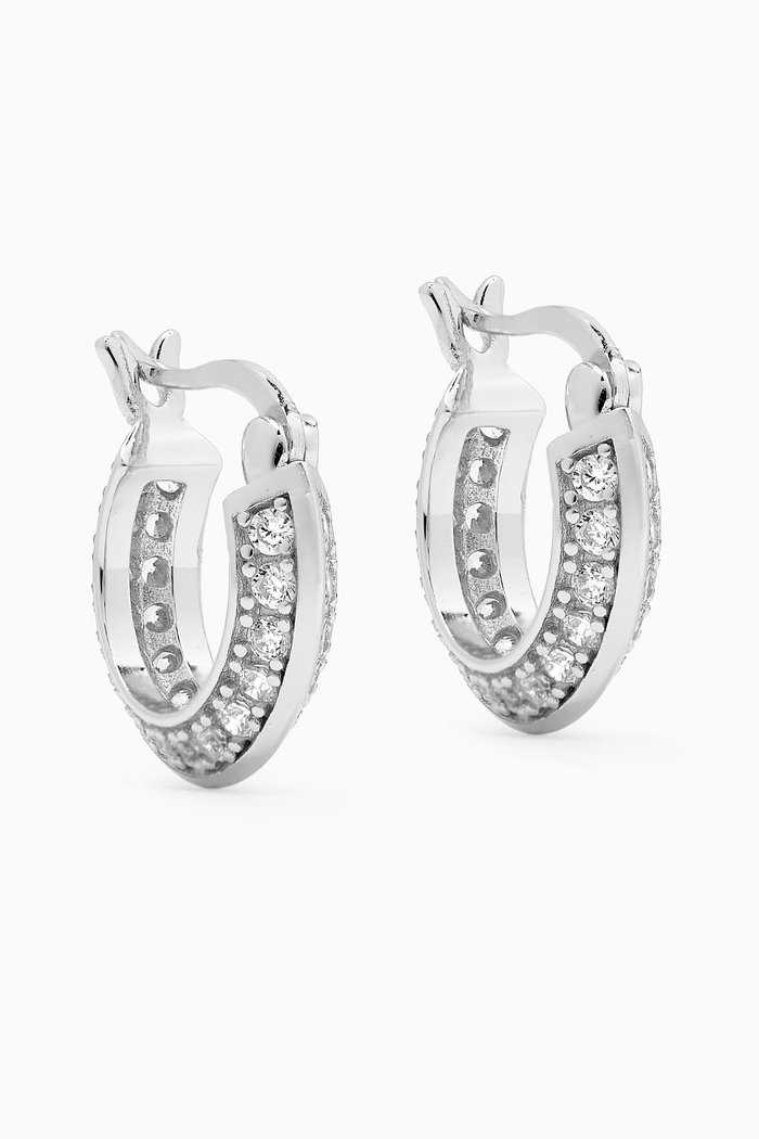 

Bevel Pavé Huggies in Sterling Silver