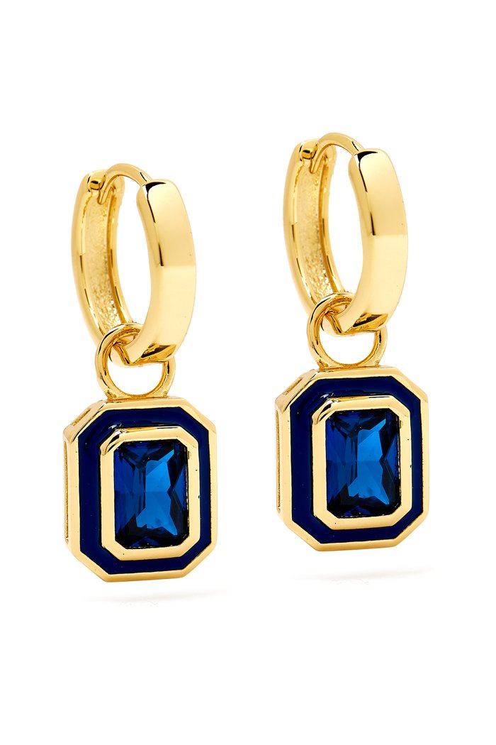 

Bezel Charm Huggies in Gold-plated Brass, Blue