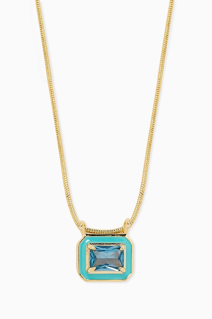 

Bezel Pendant Necklace in Gold-plated Brass, Blue