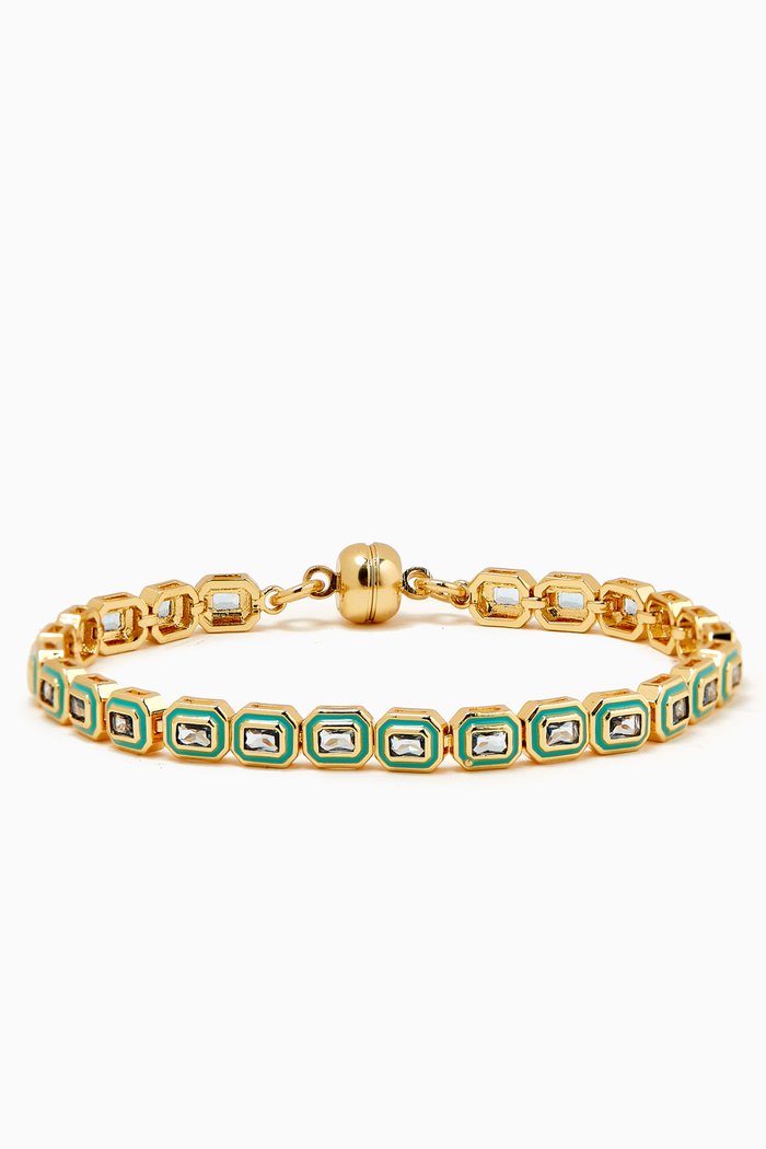

Bezel CZ Emerald Ballier Tennis Bracelet in Gold-plated Brass, Blue