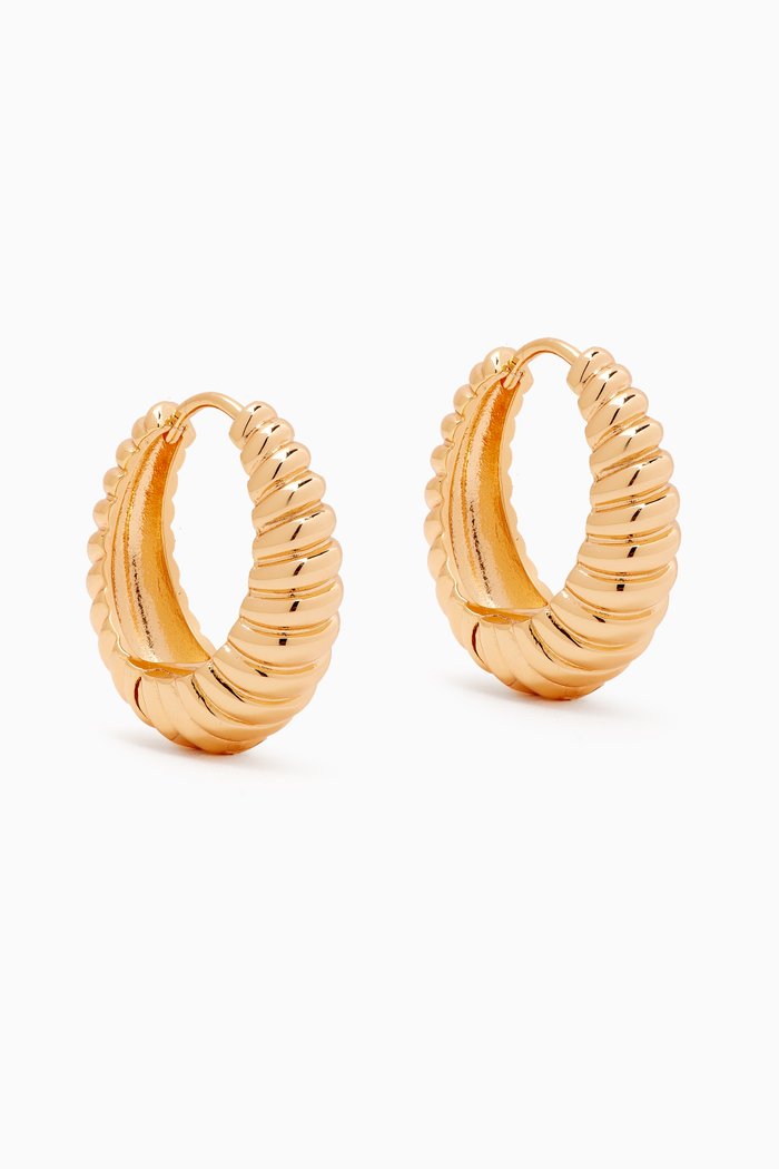 

The Ridged Marbella Hoops in Gold-plated Brass