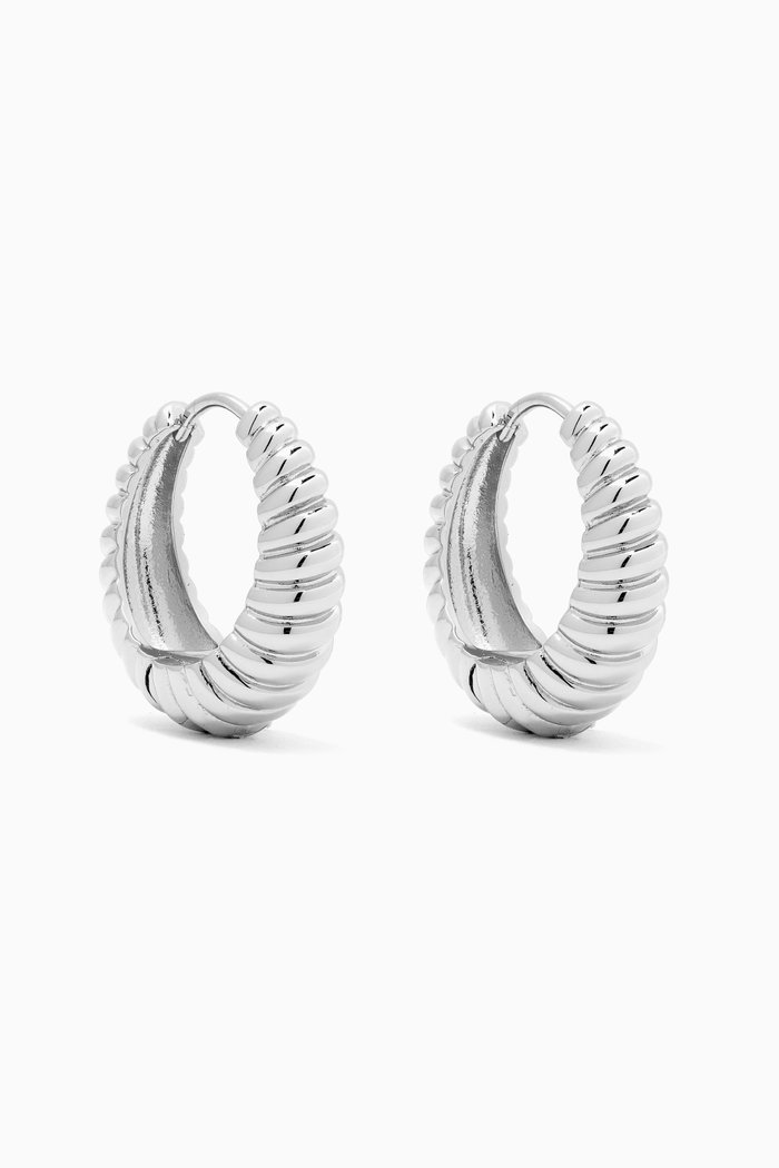 

The Ridged Marbella Hoops in Rhodium-plated Brass, Silver