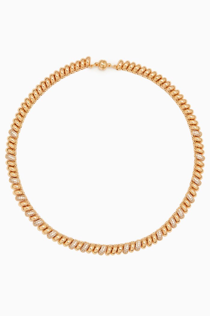 

The Ridged Marbella Pavé Necklace in Gold-plated Brass