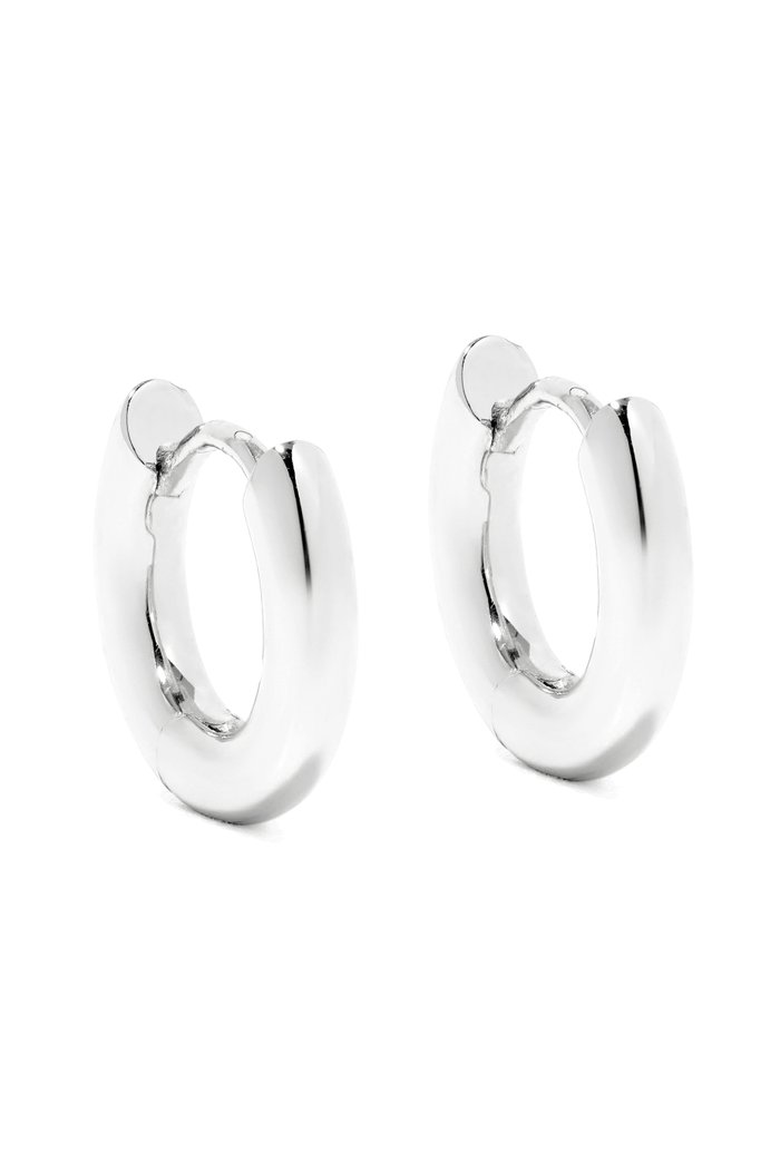 

The Plain Amalfi Huggies in Rhodium-plated Brass, Silver