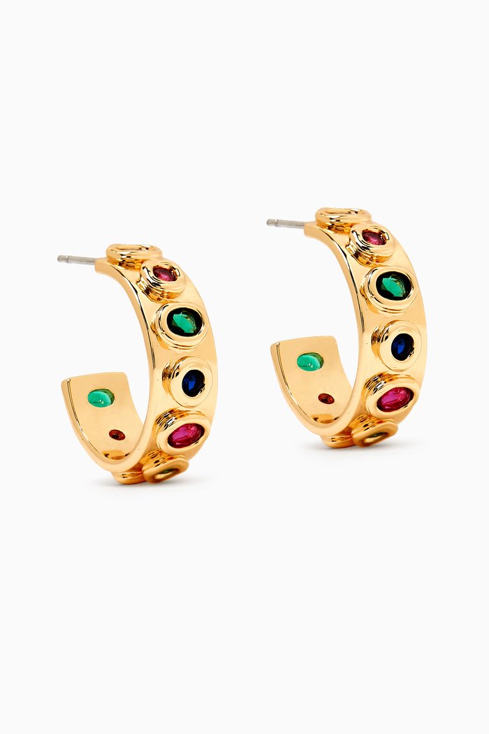 

The Royale Stone Hoops in Gold-plated Brass, Multicolour