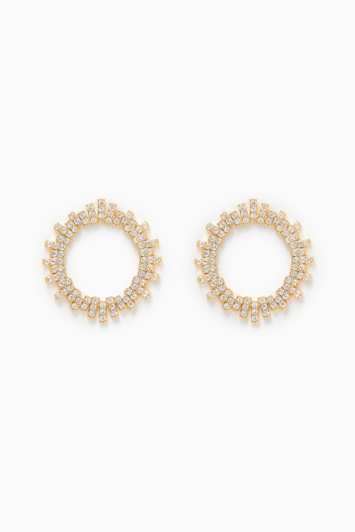 

The Pavé Ray Stud Earrings in Gold-plated Brass