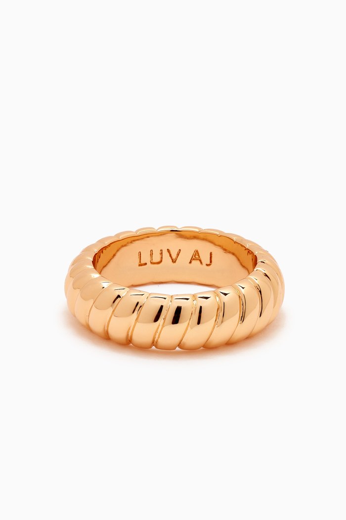 Ridged Marbella Ring in Gold-plated Brass