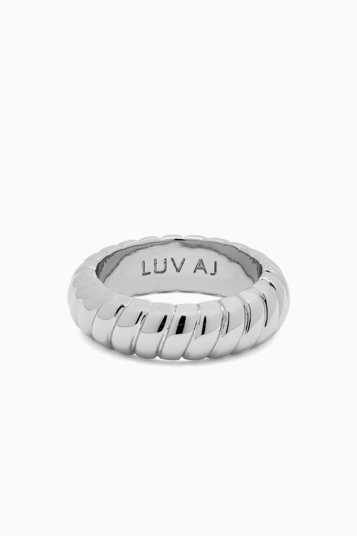 

Ridged Marbella Ring in Silver-plated Brass