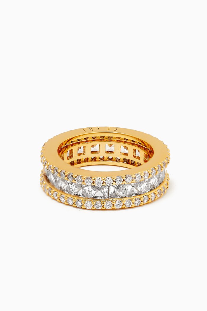 

Triple Crystal Band Ring in Gold-plated Brass