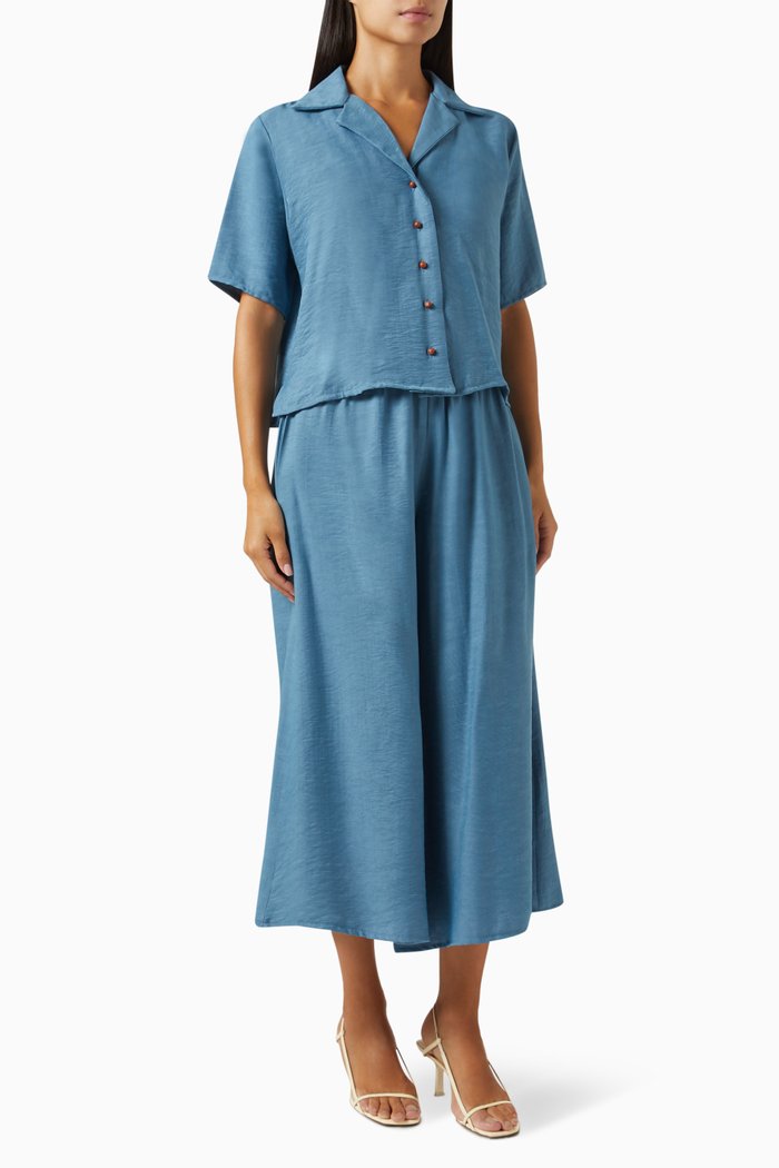 

Shirt and Flowing Pants Set, Blue