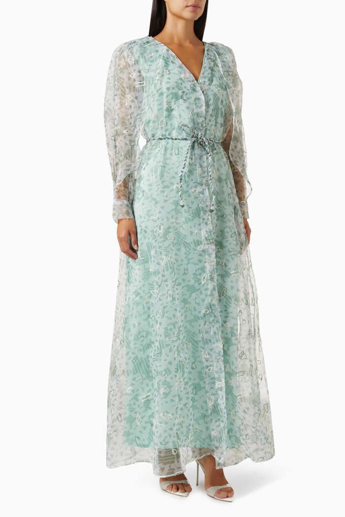 

Embellished Sheer Maxi Dress, Green