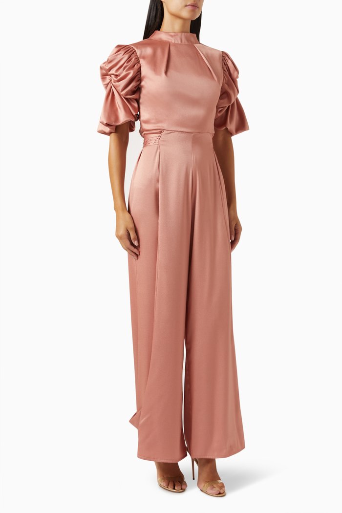 

Short Puff Sleeved Jumpsuit, Pink