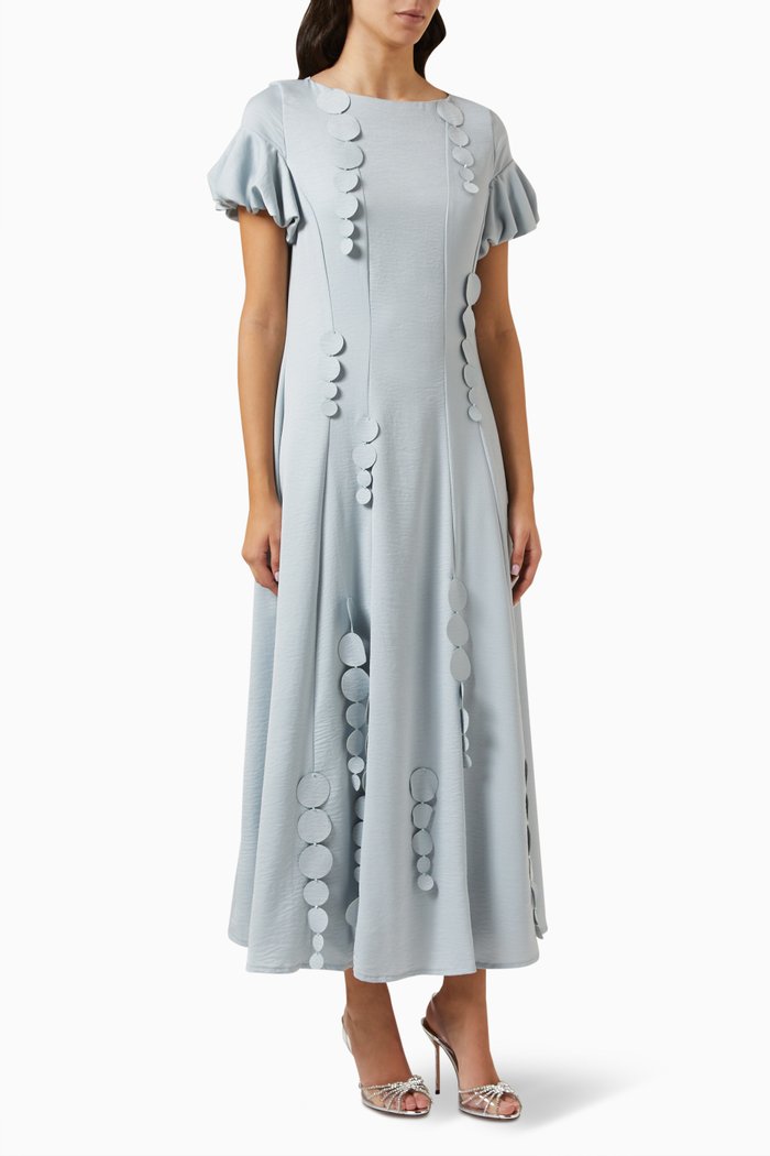 

A-line Frilled Sleeved Maxi Dress, Blue