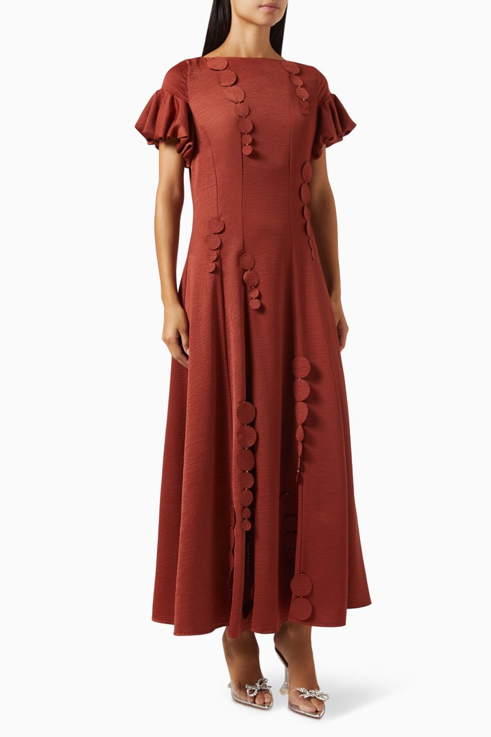 A-line Frilled Sleeved Maxi Dress, Pink