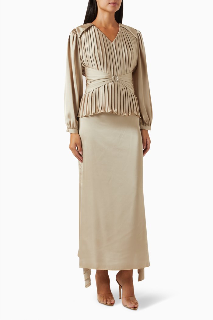 

Gathered Waist Top and Maxi Skirt, Neutral