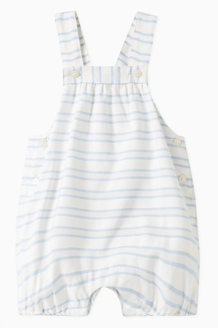 

Striped Salopette in Cotton-linen, White