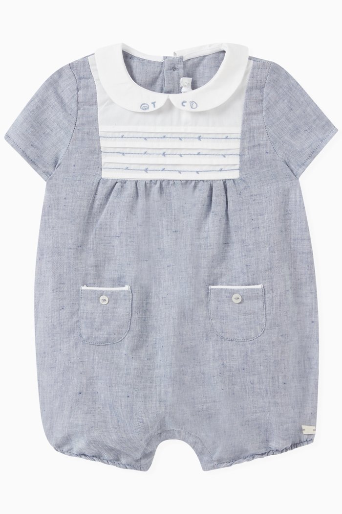 Suit Short in Linen, Blue