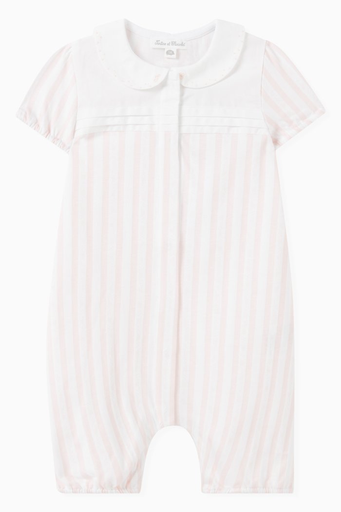 

Stripe Print Romper in Cotton, Pink