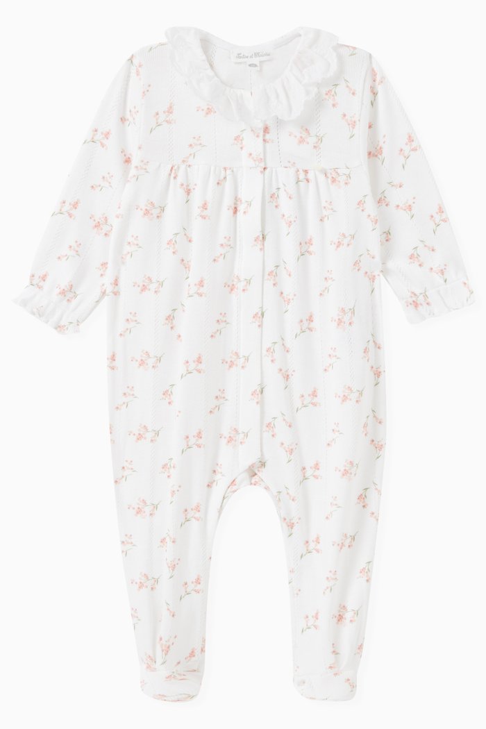 

Flower Print Pyjamas in Cotton, White