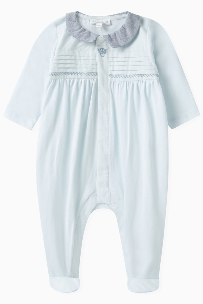 

Embellished Pyjama in Cotton, Blue