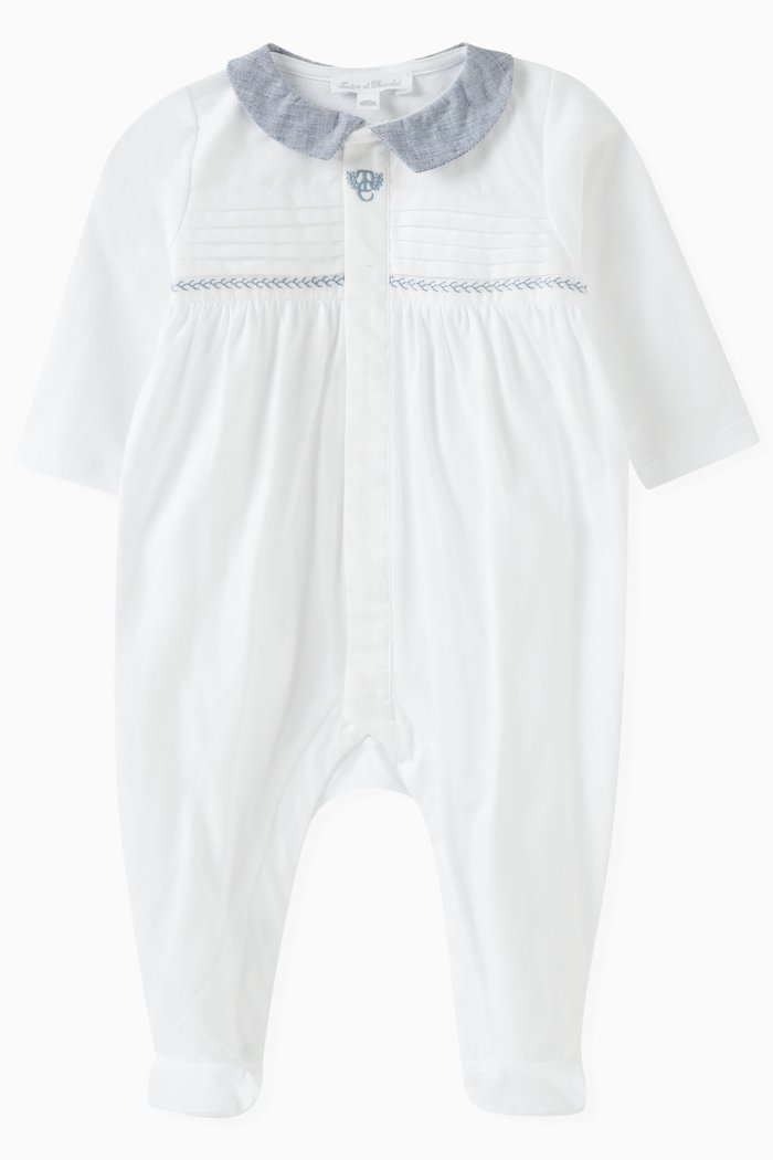 

Embroidery-detail Pyjama in Cotton, White