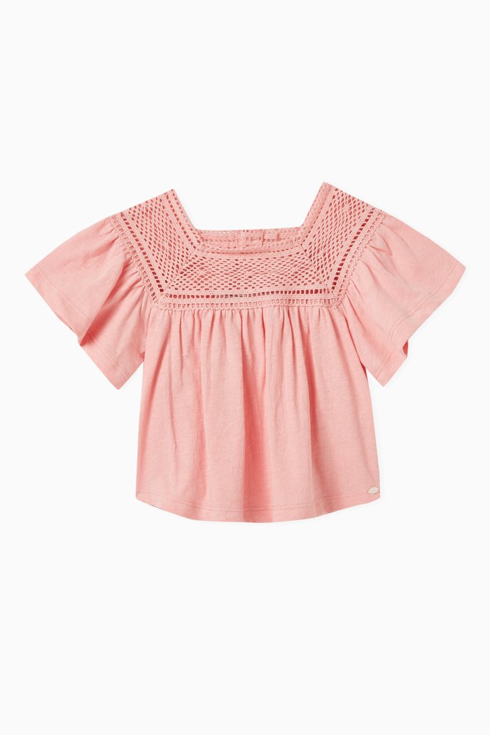 

Crochet Top in Cotton-linen, Pink