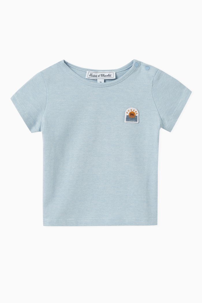 Sun-patch T-shirt in Cotton, Blue
