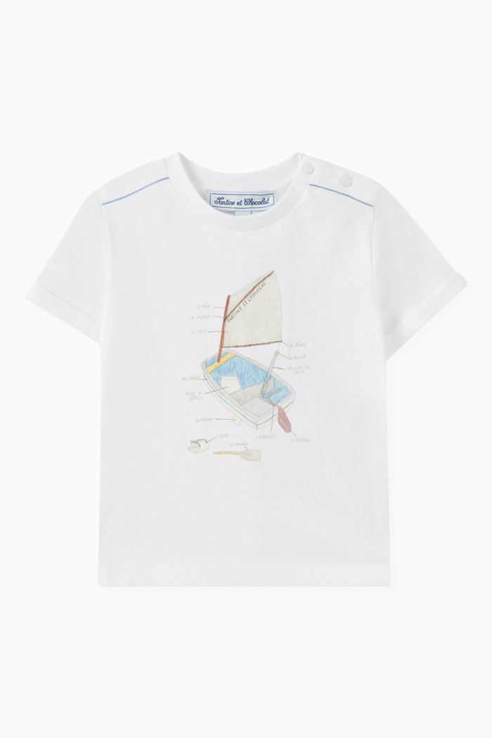 Graphic Print T-Shirt in Cotton, Blue