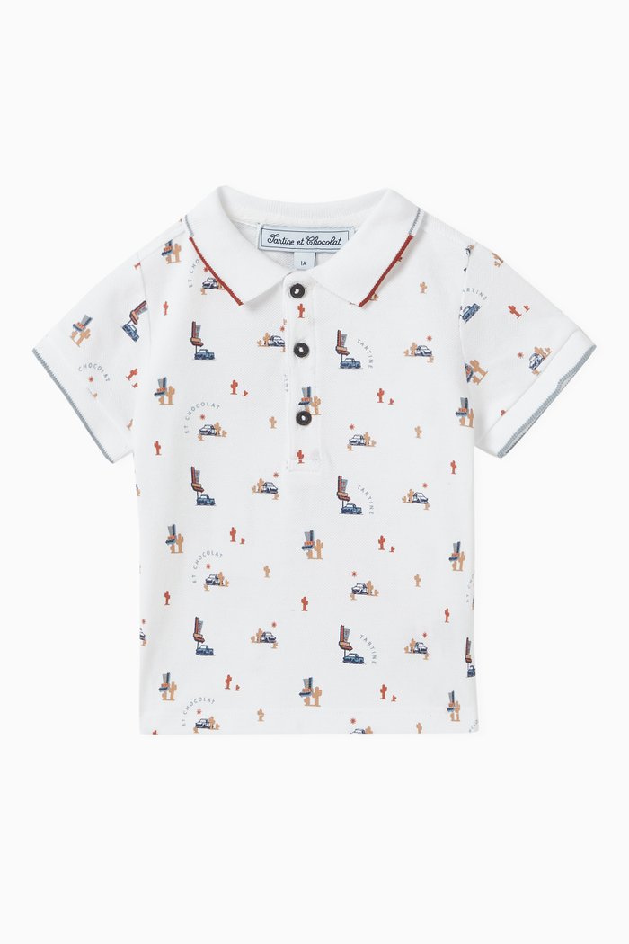 

Graphic-print Polo Shirt in Cotton, White