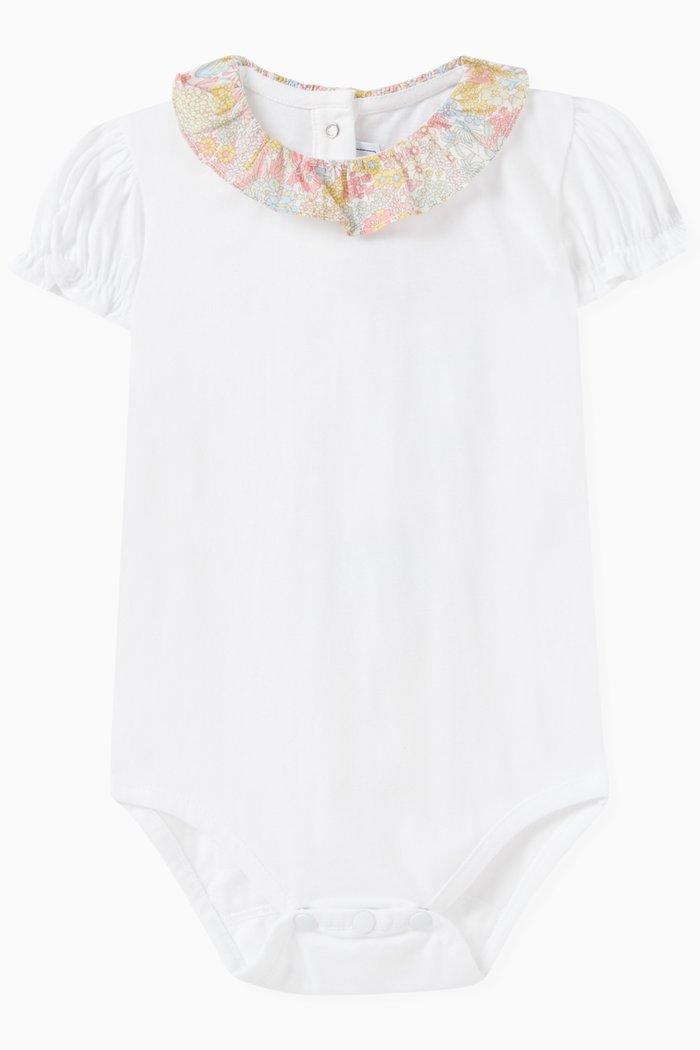 

Printed Collar Bodysuit in Cotton, Yellow