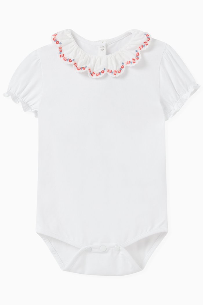 

Ruffled Collar Bodysuit in Cotton, Yellow